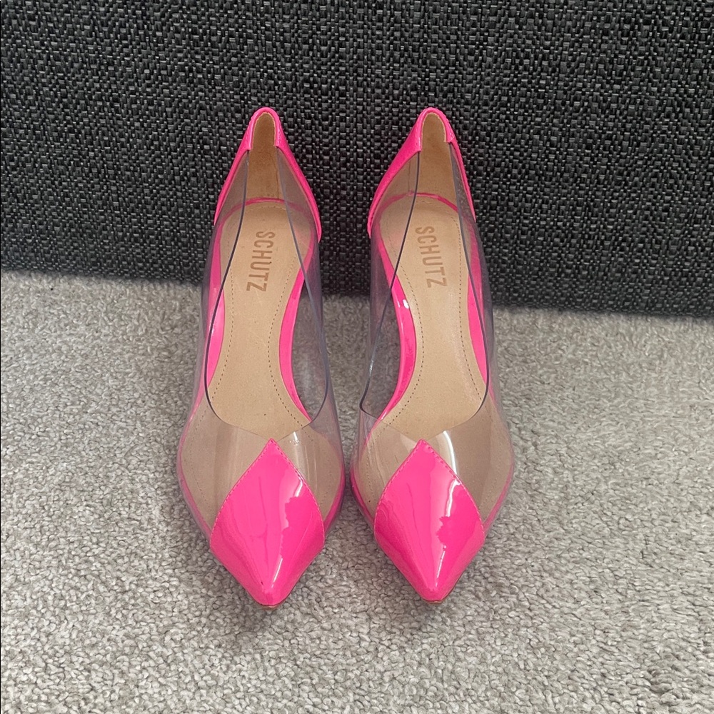 SCHUTZ Hot Pink and Clear Heels